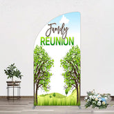 Aperturee - Aperturee Fresh Green Trees Scene Family Reunion Half Moon Arch Backdrop